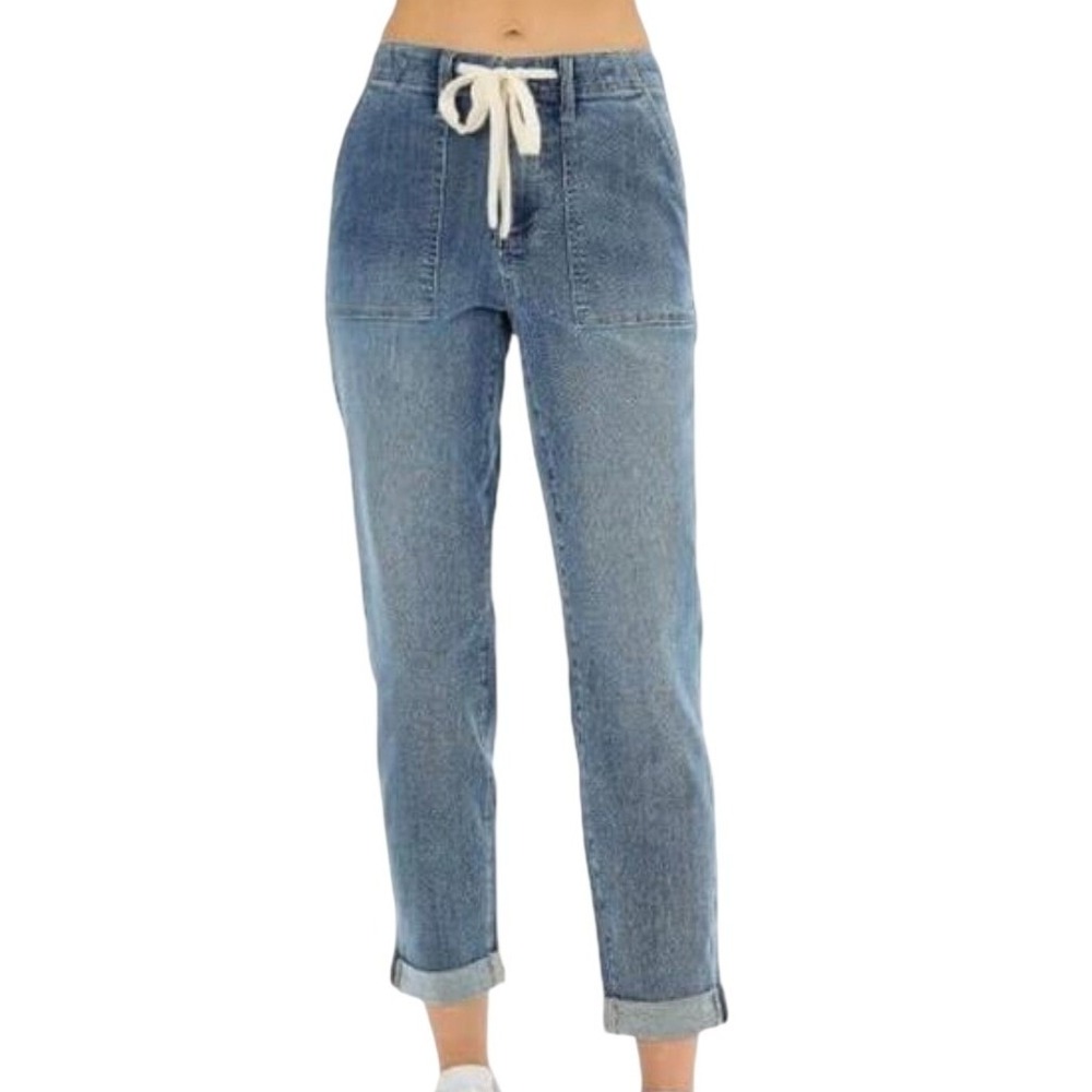 Judy Blue Jogger Roll up Jeans 88496 High Rise Medium Wash Stretch Denim 15/32 - Picture 14 of 14